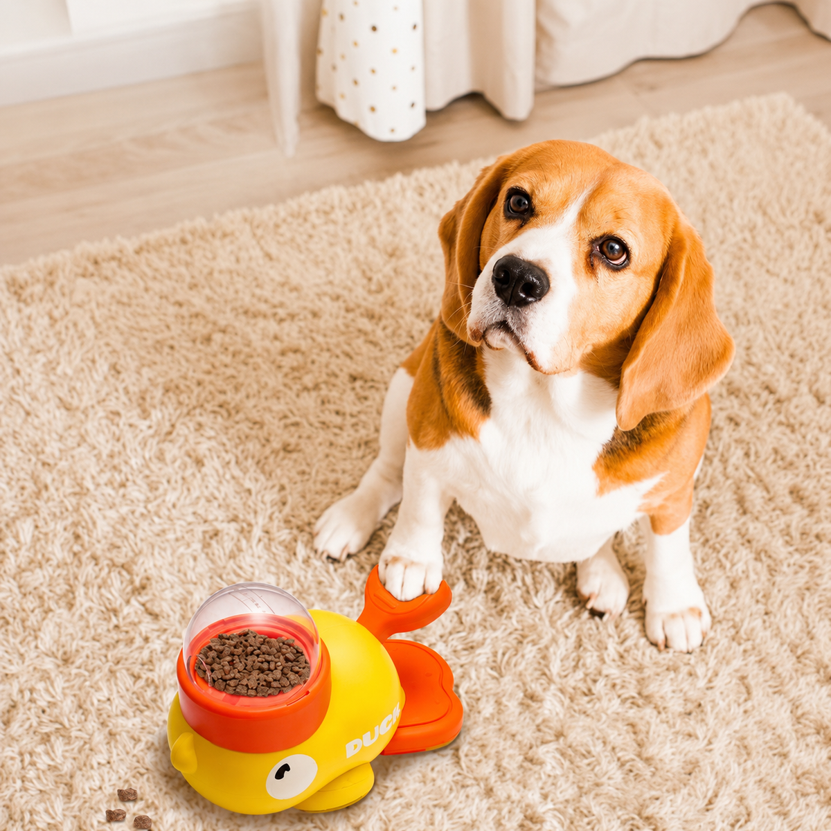 Pato Lanza Premios Automático — Juguete Interactivo para Perros y Gatos