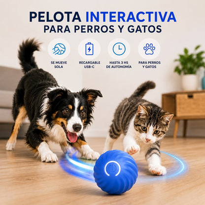 Pelota Interactiva para Perros y Gatos – Movimiento Automático + Carga USB-C