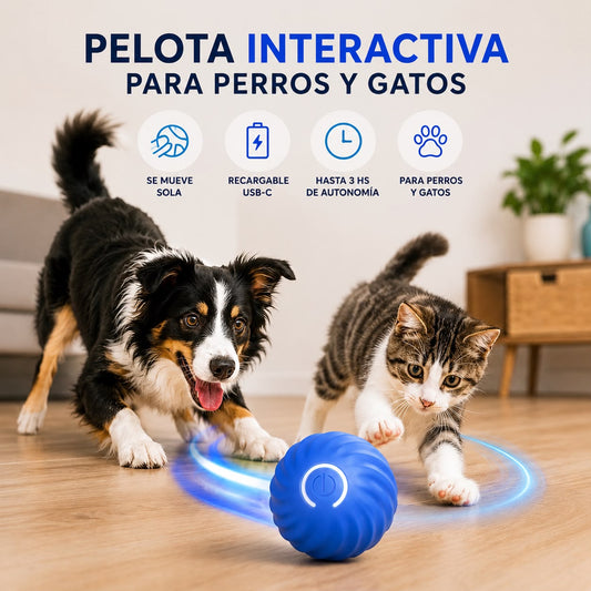 Pelota Interactiva para Perros y Gatos – Movimiento Automático + Carga USB-C