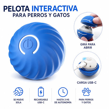 Pelota Interactiva para Perros y Gatos – Movimiento Automático + Carga USB-C