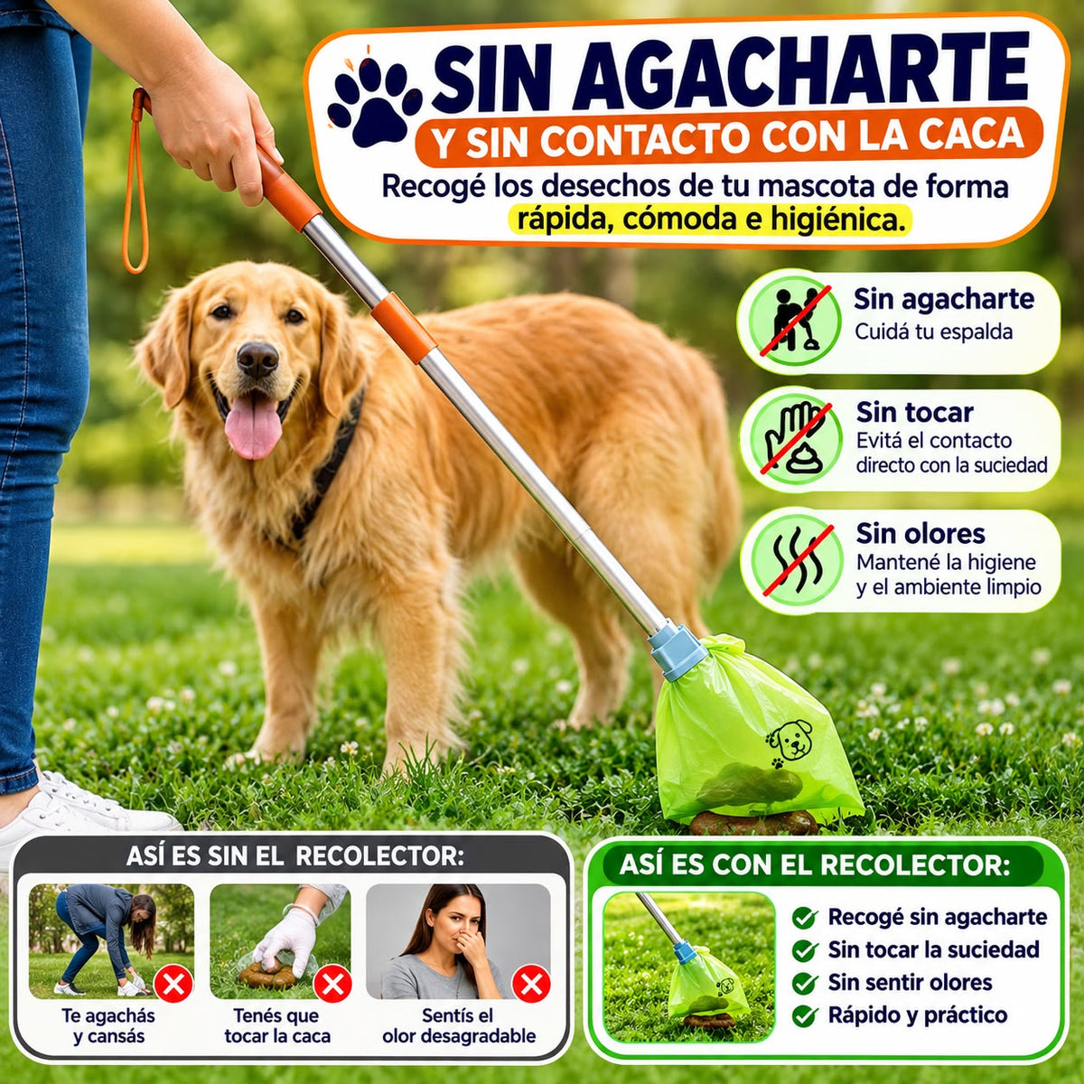 Recogedor Extensible Sin Contacto – Paseos Higiénicos